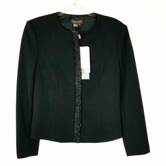 *NWT* 100% Wool EPISODE Black Dress Jacket, size 6 - Picture 1 of 7